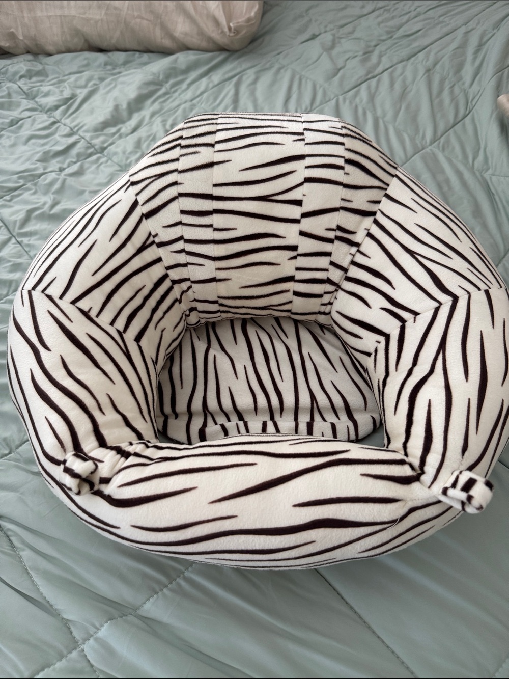 Cozy Zebra-Print Plush Infant Seat